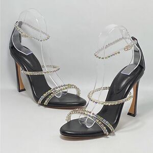 Alexandre Birman Dolores 100 Black & Sparkling Straps Sandal size 38